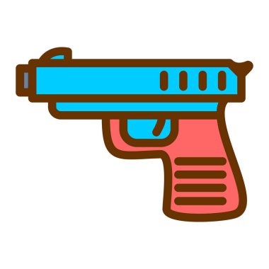 Silah ikonu vektörü. İnce çizgi işareti. İzole edilmiş kontür sembolü gösterimi