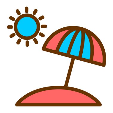 güneş şemsiyesi ikonu vektör çizimi