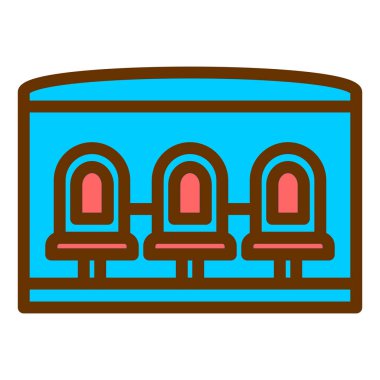 Otel odası ikon vektörü. Ofis koltuğu tabelası. izole edilmiş sınır sembolü çizimi