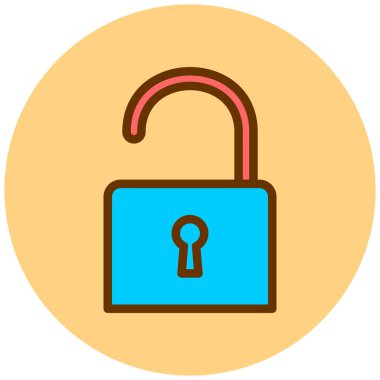 Asma kilit. Web simgesi basit illüstrasyon