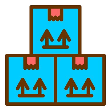 paketler düz simge, vektör illüstrasyonu