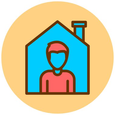 Evdeki adam. Web simgesi basit illüstrasyon