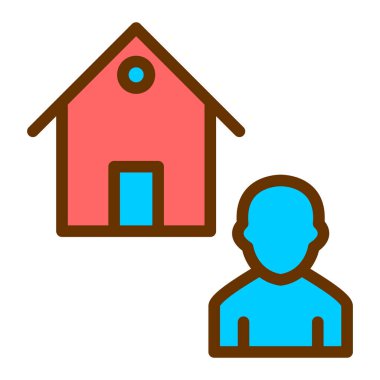 Ev ve adam. Web simgesi basit illüstrasyon