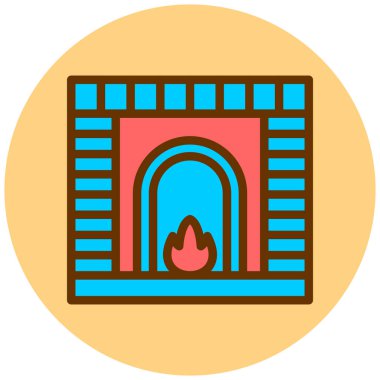 Şömine. Web simgesi basit illüstrasyon