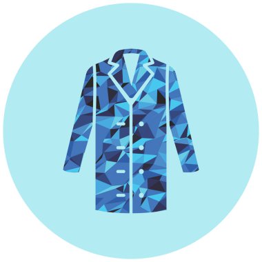 Moda ceketi ikonu. modern illüstrasyon grafik tasarımı için mavi arkaplanda izole edildi.