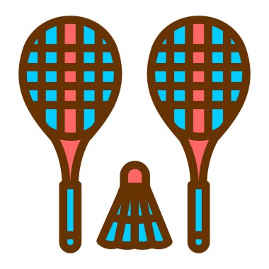 Tenis raketi ve mekik siki ikonu vektör illüstrasyon grafik tasarımı