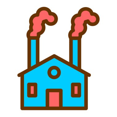 Fabrika binası ikon vektör illüstrasyonu