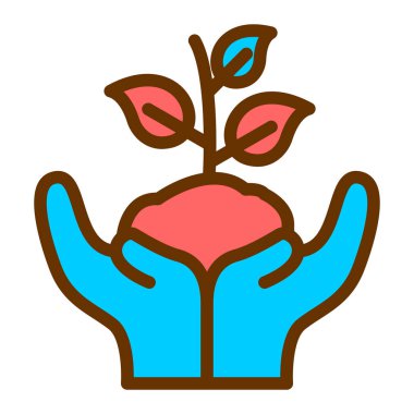 Bitkiler ellerde. Web simgesi basit illüstrasyon 