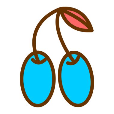 Kiraz meyvesi ikonu. beyaz arkaplanda izole edilmiş web tasarımı için taze meyve vektör simgelerinin karikatürü