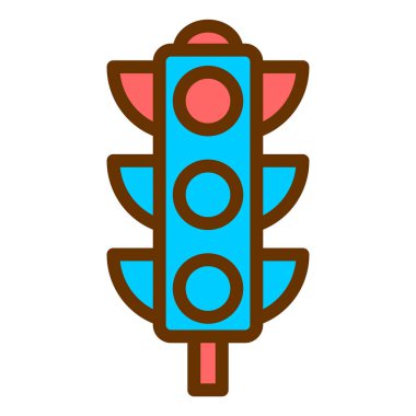 Trafik ışığı düz simgesi, vektör illüstrasyonu