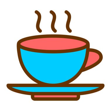 Kahve fincanı ikon vektörü. Sıcak içecek çorbası tabelası. izole edilmiş sınır sembolü çizimi