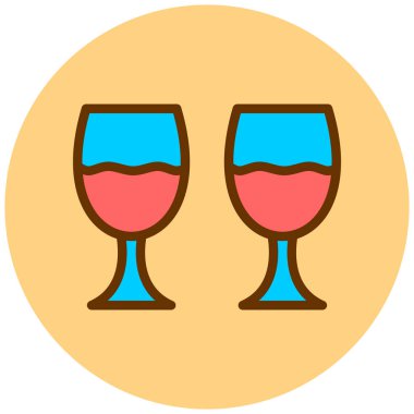 Şarap bardakları. Web simgesi vektör illüstrasyonu