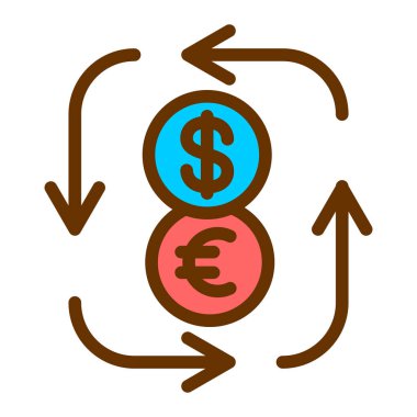 Dolar ve Euro vektör simgesi modern basit tasarım
