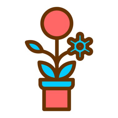 Çiçek saksısı ikon vektörü. Taslak bitki işareti. izole edilmiş sınır sembolü çizimi