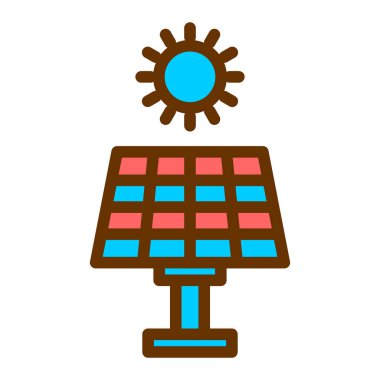 Güneş enerjisi paneli ikon vektör illüstrasyon tasarımı