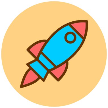 Roket. Web simgesi basit illüstrasyon