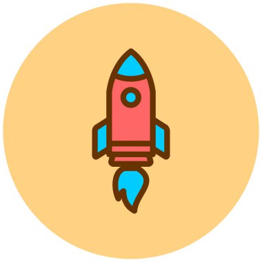 Roket. Web simgesi basit illüstrasyon
