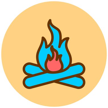 Kamp ateşi. Web simgesi basit illüstrasyon