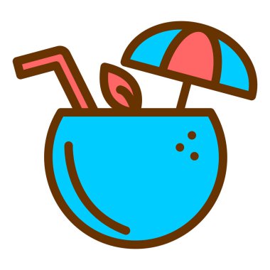 Hindistan cevizi. Web simgesi basit illüstrasyon