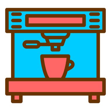 Kahve makinesi simgesi, vektör illüstrasyonu