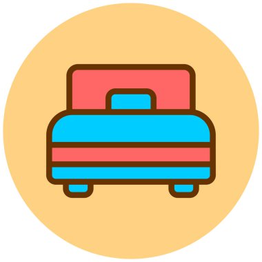 Yatağa. Web simgesi vektör illüstrasyonu