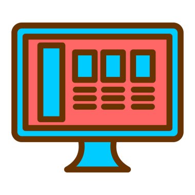 ekran, masaüstü ve veri merkezi sembolü ve durum interneti, vektör simgesi