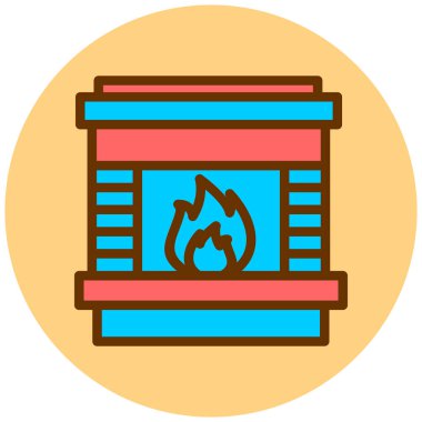 Şömine. Web simgesi basit illüstrasyon