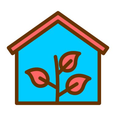 Yeşil bitki ikonu vektör illüstrasyon tasarımı olan ev