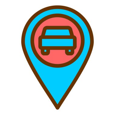 Arabanın yeri. Web simgesi basit illüstrasyon