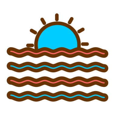 Deniz ve güneş ikonu. vektör illüstrasyonu