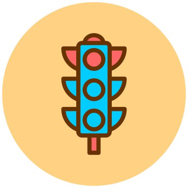 Trafik ışıkları düz vektör simgesi