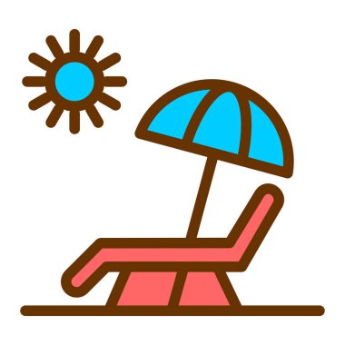 Plaj sandalyesi ikonu. Web için güneş paneli vektör simgelerinin özet çizimi