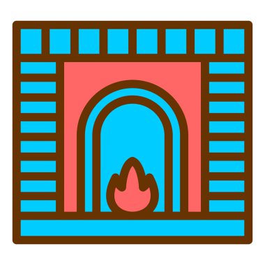 Şömine. Web simgesi basit illüstrasyon