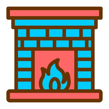 Şömine. Web simgesi basit illüstrasyon