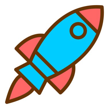 Roket. Web simgesi basit illüstrasyon