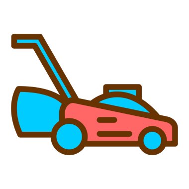 Çim biçme makinesi ikonu. Web için cip vektör simgelerinin özet çizimi