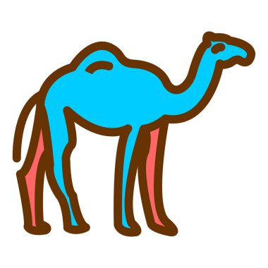 Beyaz arkaplanda karikatür tarzında bir deve simgesi var. hayvan sembolü çizimi