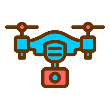 İHA kamera simgesi. Web için kuadrokopter vektör simgelerinin basit illüstrasyonu