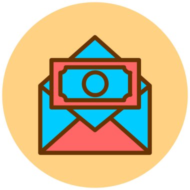 Üzerinde dolar işareti olan zarf. vektör illüstrasyonu