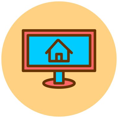 Eve. Web simgesi basit illüstrasyon