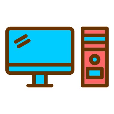 bilgisayar monitörü ikon vektör illüstrasyonu