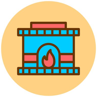 baca düz vektör simgesi ile şömine