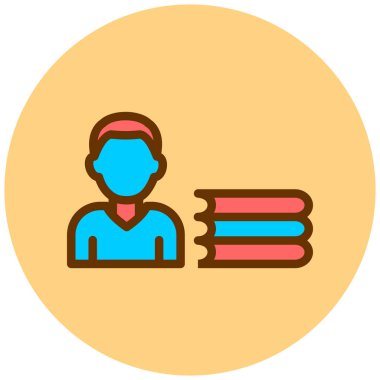 Kitaplı adam. Web simgesi basit illüstrasyon