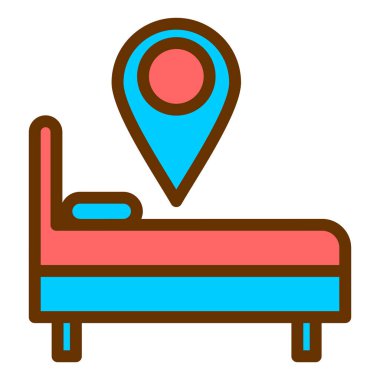 Otelde. Web simgesi basit illüstrasyon