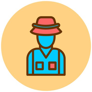 Şapkalı çiftçi, vektör illüstrasyonu