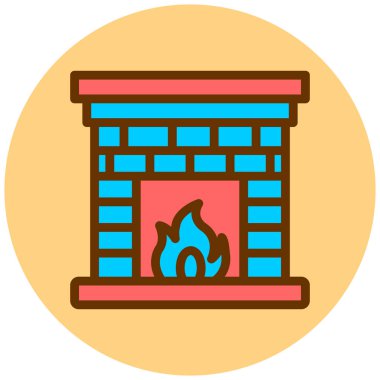 Şömine. Web simgesi basit illüstrasyon