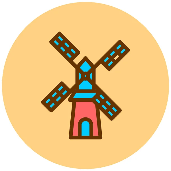 Ветряная Мельница Иконка Сайта — стоковый вектор