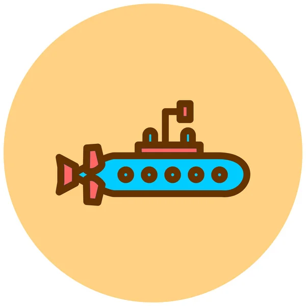 潜水艦 Webアイコンシンプルなイラスト — ストックベクタ