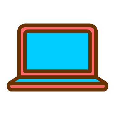 bilgisayar ve ekran vektör illüstrasyon tasarımlı dizüstü bilgisayar