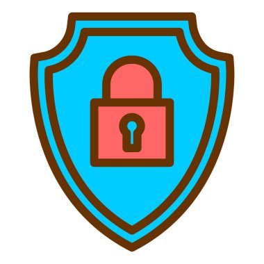 asma kilit ikon vektör illüstrasyon tasarımı ile kalkan